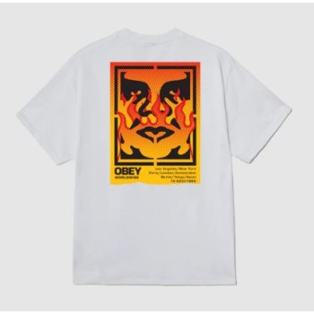 Obey Icon Stencil Flame T-Shirt