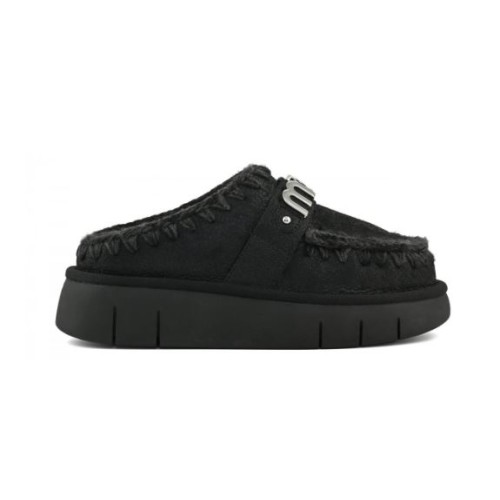 Mou Bounce Clog Special Leather Cracked Black