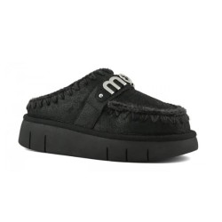 Mou Bounce Clog Special Leather Cracked Black