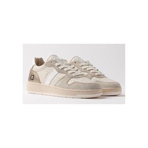 D.A.T.E. Court Shiny White-Platinum 