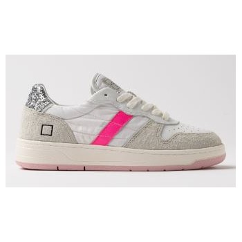 D.A.T.E. Court Shiny White-Fuxia 
