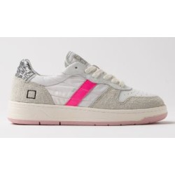 D.A.T.E. Court Shiny White-Fuxia 