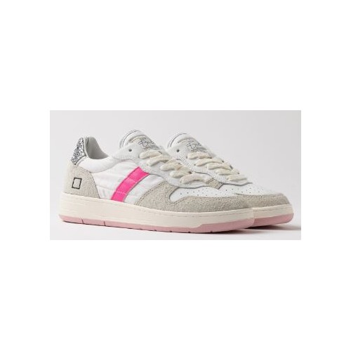 D.A.T.E. Court Shiny White-Fuxia 