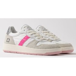 D.A.T.E. Court Shiny White-Fuxia 