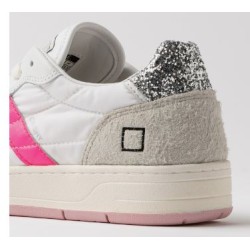 D.A.T.E. Court Shiny White-Fuxia 