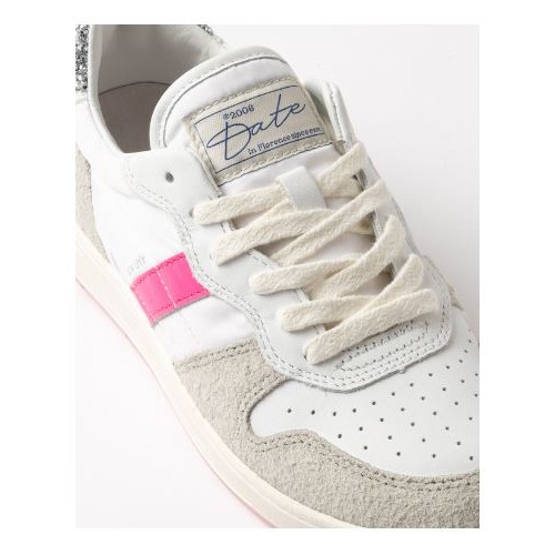 D.A.T.E. Court Shiny White-Fuxia 