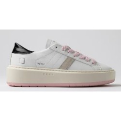 D.A.T.E. W Hill Low Platform Calf White-Black 