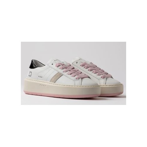 D.A.T.E. W Hill Low Platform Calf White-Black 