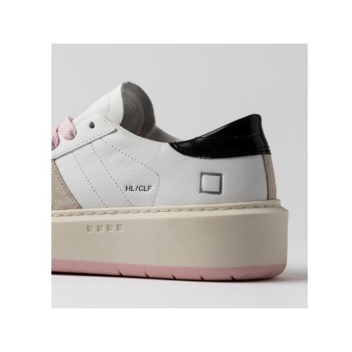 D.A.T.E. W Hill Low Platform Calf White-Black 