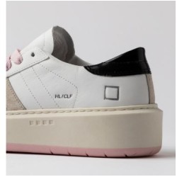D.A.T.E. W Hill Low Platform Calf White-Black 