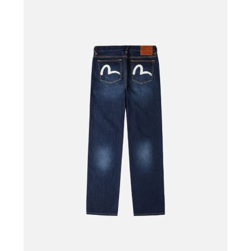 Ecru Brushstoke Seagull Print Regular Fit Jeans Evisu