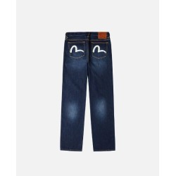 Ecru Brushstoke Seagull Print Regular Fit Jeans Evisu