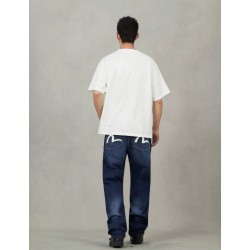 Ecru Brushstoke Seagull Print Regular Fit Jeans Evisu