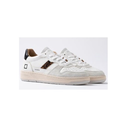 D.A.T.E. W Court 2.0 Vintage Calf White Leopard 