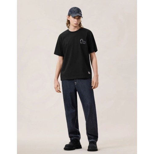 Monochrome Seagull Embroidery T-shirt Evisu