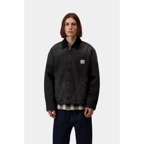 OG Detroit Jacket- Black / Black, Tobacco used wash Carhartt Wip