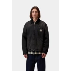 OG Detroit Jacket- Black / Black, Tobacco used wash Carhartt Wip