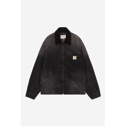 OG Detroit Jacket- Black / Black, Tobacco used wash Carhartt Wip