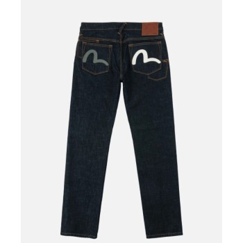 Grey & White Seagull Print Pocket Selvedge Denim Evisu