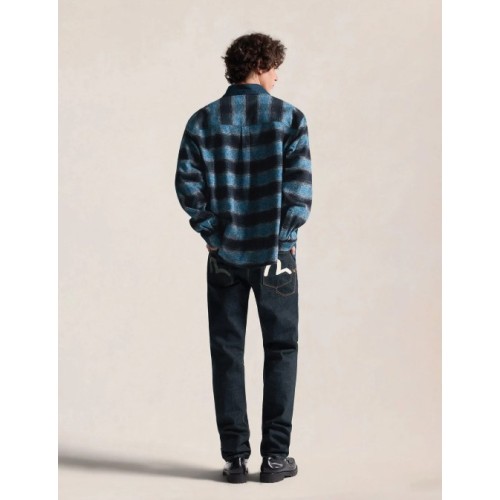 Grey & White Seagull Print Pocket Selvedge Denim Evisu