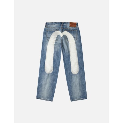 Ecru Daicock Print Loose Fit Jeans Evisu