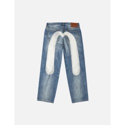 Ecru Daicock Print Loose Fit Jeans Evisu