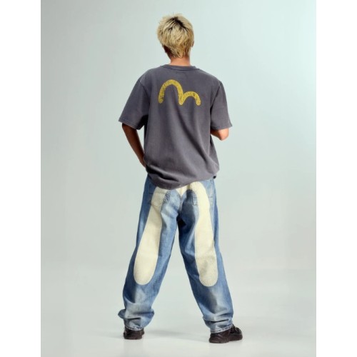 Ecru Daicock Print Loose Fit Jeans Evisu