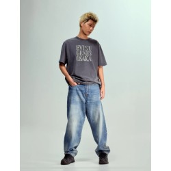 Ecru Daicock Print Loose Fit Jeans Evisu